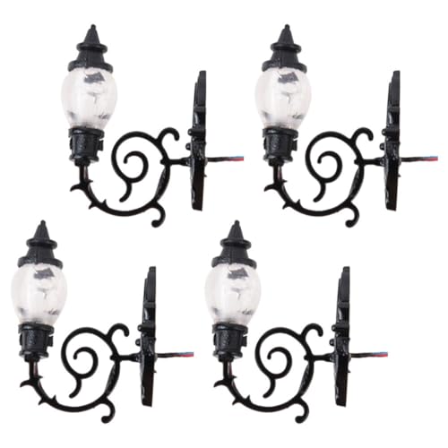 Uonlytech 4 Stück Maßstab Warmgelbe LED Beleuchtung Stilvolle Sandtisch Dekorationen Kompakte Miniatur lampen für Modellbau und Puppenhaus von Uonlytech