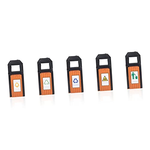 Uonlytech 5 Stück Teiliges Mini Mülltonnen Modell Realistisch Gestaltete Kleine Abfallbehälter für Puppenhaus Sandtisch Dekoration DIY Mikrolandschaft Zubehör Detailreiche Miniatur von Uonlytech