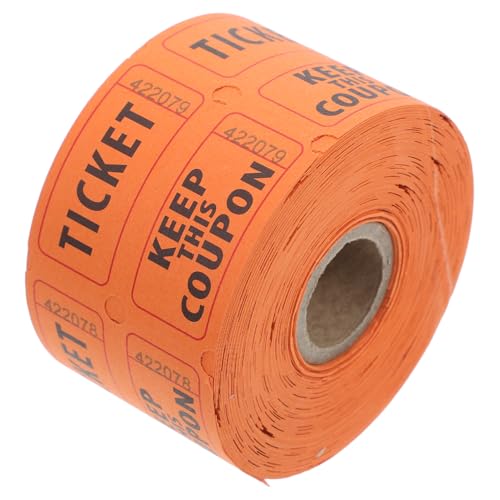 Uonlytech 500 Stück Lotterielose Auf Rolle Doppel Tombola Lose Weihnachts Lose Tombola Los Spinner Gefälschte Lose Kino Tickets Ticket Für Tombolas Orange 170 G Doppel von Uonlytech