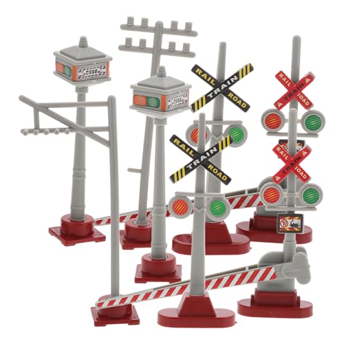 Uonlytech 8 Stück Verkehrszeichenmodell Sandtischzubehör Landschaft Mini Puppenhausbeleuchtung Dekoration Sandtischmodelllicht Zubehör Für Architekturmodelle Puppenhaus-signallicht Plastik von Uonlytech