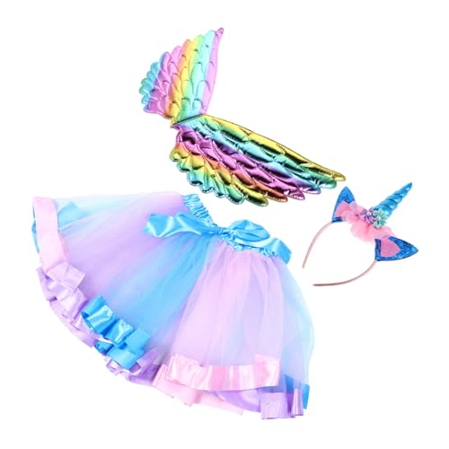 Uonlytech Mädchen Einhorn Kostüm Mit Stirnband Und Flügeln Dress Up Outfit Für Veranstaltungen Kinderaufführungen Halloween Und Cosplay Requisiten von Uonlytech