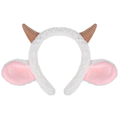 Uonlytech Schafohren Horn Stirnband Tier Schafe Kostümzubehör Horn Kostüm Stirnband Cartoon Kopfbedeckung Für Erwachsene Kinder Ausgefallene Cosplay Kopfbedeckung von Uonlytech