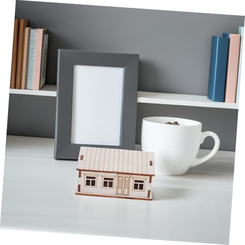Uonlytech Unfertiges Holzhaus Modell Bausatz Kleine Holzblockhütte zum Bemalen Rustikales DIY Holzhaus für Dekoration Handgefertigtes Holzmodell als Tisch oder Regalaccessoire von Uonlytech