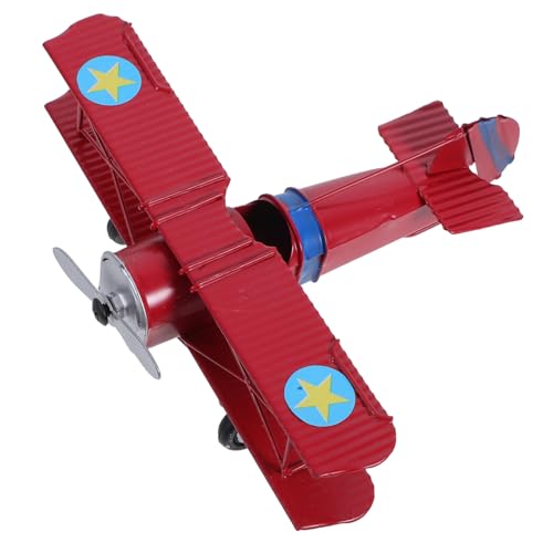 Uonlytech Vintage Eisen Modellflugzeug mit Detailreicher Handwerkskunst Dekoratives Retro Flugzeug für Einzigartiges Sammlerobjekt und Stilvolle Wohnaccessoire in Rot von Uonlytech