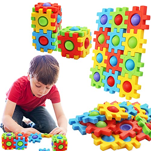 Uooker 12 Stück Pop It Fidget Toy Magic Cube Verbindungspuzzle, Push-Pop-Spielzeug für Kinder und Erwachsene, Stressabbau-Spielzeug, mehrfarbig, Autismus, besondere Bedürfnisse von Uooker