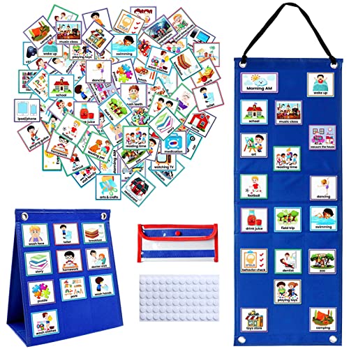 Visual Timetable for Kids, Uooker Visual Aids Children Visual Now and Next Board Learning Aids Tool with 70 Picture Cards, Daily Routine Chart to Support Communication for Autism, ADHD, Preschool Visual Timetable for Kids, Uooker Visual Aids Children Visual Now and Next Board Learning Aids Tool with 70 Picture Cards, Daily Routine Chart to Support Communication for Autism, ADHD, Preschool von Uooker