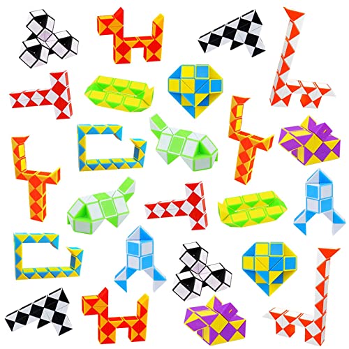 Uootach 24 pcs Mini Magische Schlange, Magic Snake Twisted Wand Puzzle-Serie, Zauberlineal Faltspielzeug, Intellektuelles Spielzeug für Kinder, Gut für Kindergeburtstagsgeschenke, Partygeschenke von Uootach