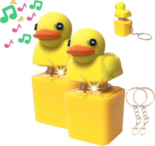 2 Stück Quacking Fidget Toy, Duck Quacking Keychain Fidget Spielzeug, Quackendes EntenZappelspielzeug Lichtern, Sounding Quack Button Keyboard Clicker Stress Relief Toys Dekoration von Uoqpty