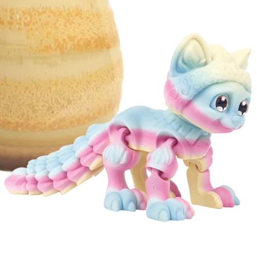Uoqpty Farbenfrohe 3D-gedruckte Katze - Bewegliche Gelenke Gelenkige Katze Fidget Spielzeug,Deko Spielzeug Cartoon Figurine Realistisches Bewegliches Modell Geschenkidee Für Alle Altersgruppen von Uoqpty
