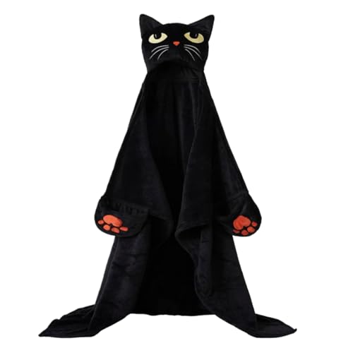 Uoqpty Halloween Umhang,Kürbis-Katzen Umhang Kostüm Mit Kapuze | Samt Zubehör Unisex Verkleidung Cosplay Halloween Kostüm Für Feste Partys Bühne von Uoqpty