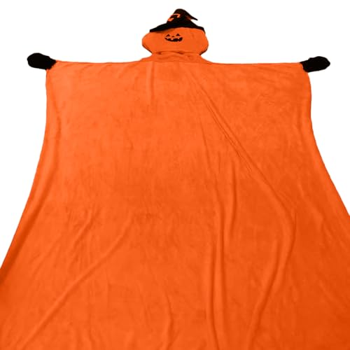 Uoqpty Halloween Umhang mit Kapuze, Kürbis-Katzen Umhang Kostüm Mit Kapuze, Samt Zubehör Unisex Verkleidung Cosplay Halloween Kostüm Für Feste Partys Bühne von Uoqpty