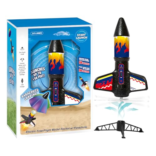 Uoqpty Raketenwerfer Für Kinder – Luftraketenwerfer-Spielzeug Mit Fallschirm, LED-Licht, Automatischem Start Bis Zu 60 M, Motorisiertes Wiederaufladbares Weltraumspielzeug Für Kinder Ab 3 Jahren von Uoqpty
