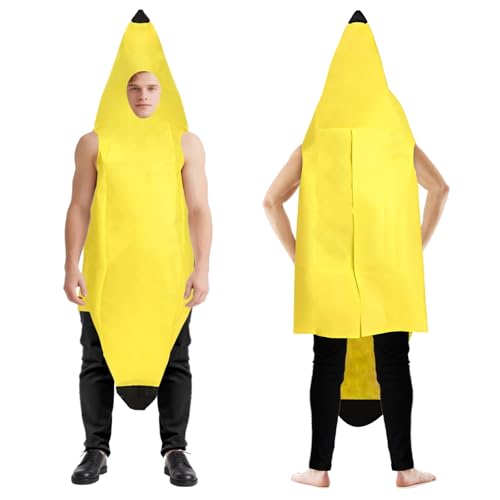 Uoww Banana Costume Novelty Fruit Costumes Funny Banana Costume for Adults Men Women, Karneval Junggesellenabschied Party und Cosplay Halloween, Einheitsgröße Bananenkostüm für 150-175cm Uoww Banana Costume Novelty Fruit Costumes Funny Banana Costume for Adults Men Women, Karneval Junggesellenabschied Party und Cosplay Halloween, Einheitsgröße Bananenkostüm für 150-175cm von Uoww