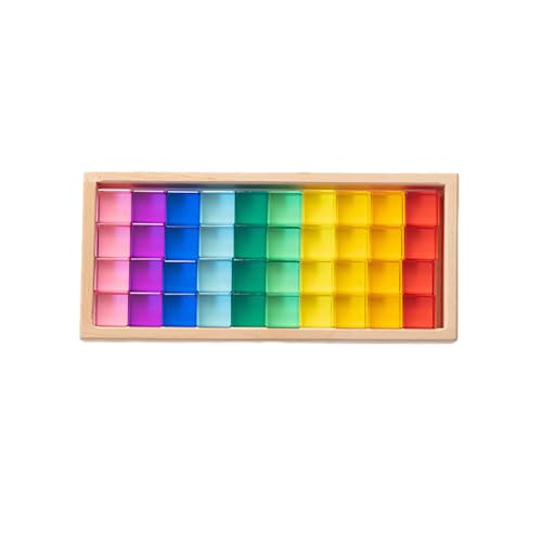 Uozonit Acryl-Würfel aus Regenbogen-en-en-en-, stapelbare Regenbogenwürfel, 40 Stück, stapelbare Edelsteine für und Mädchen, Regenbogen-Stapelblöcke Uozonit Acryl-Würfel aus Regenbogen-en-en-en-, stapelbare Regenbogenwürfel, 40 Stück, stapelbare Edelsteine für und Mädchen, Regenbogen-Stapelblöcke von Uozonit