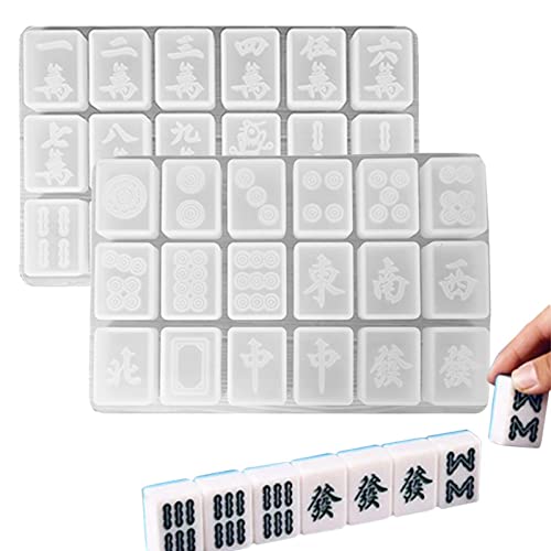Uozonit Mahjong Silikonform - Traditionelle chinesische Mahjong-Form,2 Stück Harzform Mahjong-Harz-Silikonformen für DIY-Bastelprojekte von Uozonit