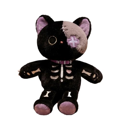 Uozonit Plüschtier mit Katzenschädel, Plüschtiere aus Totenkatze | niedliches Katzen-Plüschspielzeug von 38,1 cm (15 Zoll), Plüschtier, Gothic, weiche Katze, Figurenspielzeug von Uozonit