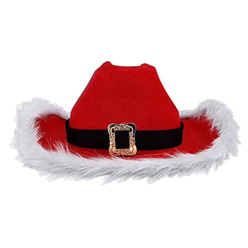 Uozonit Weihnachts-Cowboyhut | Western-Weihnachtsmannhut, Cosplay-Zubehör, Cowboy-Kostüm-Zubehör, Weihnachtsmann-Kostüm-Zubehör für Western Cowboy-Kostüm von Uozonit
