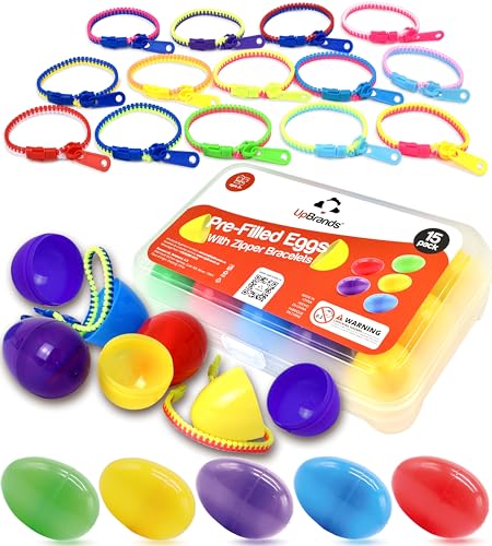 UpBrands 15 Stück Fidget Toy Armbänder mit Verschluss an Ostereiern, lebendige vorgefüllte Ostereier mit Spielzeug im Inneren für Jungen und Mädchen, perfekte Korbgeschenke, Jagdpreise von UpBrands