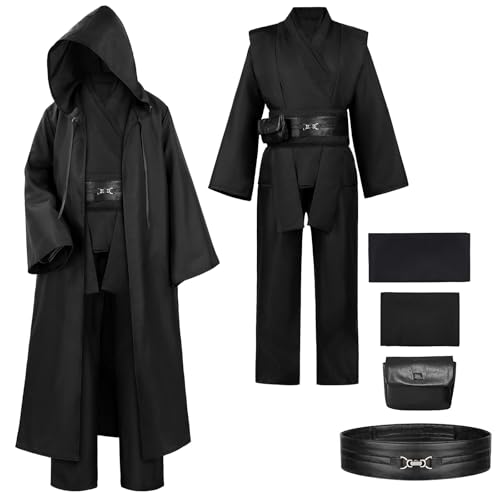 Tunika-Kostüm für Herren, schwarze Tunika, Kapuzenmantel, Cosplay, Stern, komplettes Set, Erwachsenenkostüm, Halloween-Kostüm, Herren, schwarzer Umhang, Outfits, Uniform von UpFind