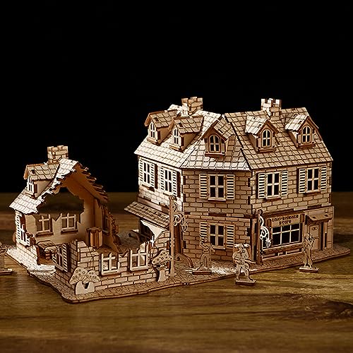 UpGLeuch 3D Holz Puzzle Erwachsene Militärhaus Modellbausatz, Vintage 3D Puzzle Modellbausatz Holz, Heimdekoration Desktop Spielzeug Erwachsene und Kinder von UpGLeuch