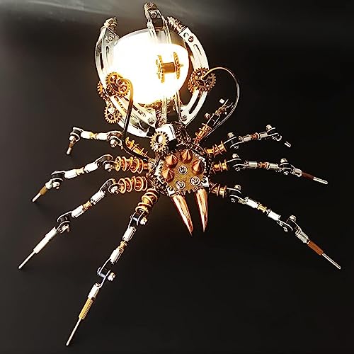 UpGLeuch 3D Metall Puzzle Spinne Modell Kit mit Lampe, DIY 3D Metal Mechanical Model Erwachsene mit Werkzeugsatz, 3D Modellbausatz Metall Desktop Spielzeug Geschenke von UpGLeuch