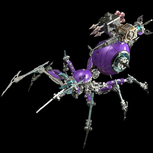 UpGLeuch 3D Metall Puzzle Spinne Modellbausatz für Erwachsene mit Licht, DIY Metall 3D Puzzle Modell Kits mit Waffen, Desktop Spielzeug Geschenke für Erwachsene von UpGLeuch