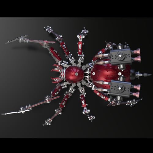 UpGLeuch 3D Metall Puzzle Spinne Modellbausatz für Erwachsene mit Licht, DIY Metall 3D Puzzle Modell Kits mit Waffen, Desktop Spielzeug Geschenke für Erwachsene von UpGLeuch