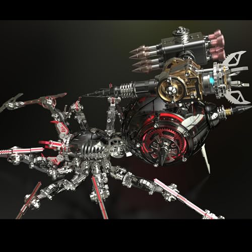 UpGLeuch 3D Metall Puzzle Spinne Modellbausatz für Erwachsene mit Licht, DIY Metall 3D Puzzle Modell Kits mit Waffen, Desktop Spielzeug Geschenke für Erwachsene von UpGLeuch