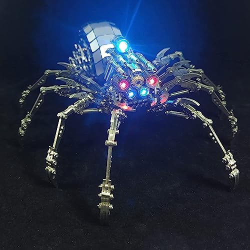 UpGLeuch 3D Metall Puzzle Spinne Modell Kit mit Licht,DIY 3D Puzzle Metall Erwachsene Spinne mit Werkzeugsatz,3D Modellbausatz Desktop Spielzeug Geschenke von UpGLeuch