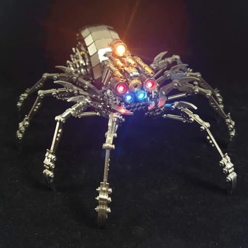 UpGLeuch 3D Metall Puzzle für Erwachsene - Spinne Metall Modellbausatz mit Licht, Bauspielzeug Spinne Modell mit Werkzeug, Edelstahl Desktop Spielzeug Geschenk von UpGLeuch