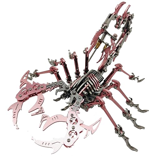 UpGLeuch Bunte 3D Metall Puzzles Skorpion für Erwachsene, DIY Bauspielzeug 3D Metall Skorpion Modell Bausätze mit Werkzeug, Desktop Spielzeug Geschenke für Erwachsene (Rosa) von UpGLeuch