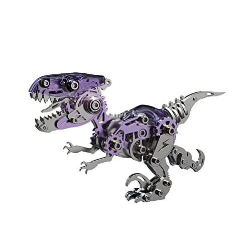 UpGLeuch Bunte 3D Metall Puzzles für Erwachsene Dinosaurier Metall Modell Kits, DIY Bauspielzeug 3D Metall Velociraptor Modell mit Werkzeug, Edelstahl Desktop Spielzeug Geschenke für Erwachsene von UpGLeuch