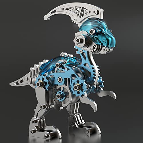UpGLeuch Bunte 3D-Metallpuzzles für Erwachsene, Dinosaurier-Metallmodell-Kits, 3D-Metallbau-Spielzeug, Parasaurolophus-Modell mit Werkzeug, Edelstahl-Desktop-Spielzeug, Geschenke für Erwachsene von UpGLeuch