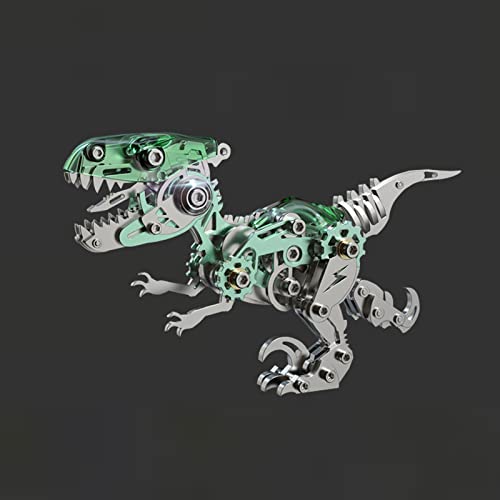 UpGLeuch Bunte 3D-Metallpuzzles für Erwachsene, Dinosaurier-Metallmodell-Kits, DIY-Gebäude-Spielzeug, 3D-Metall-Velociraptor-Modell mit Werkzeug, Edelstahl-Desktop-Spielzeug, Geschenke für Erwachsene von UpGLeuch