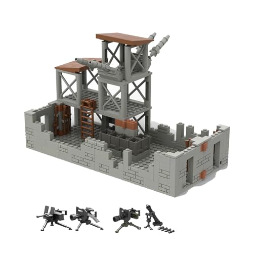 UpGLeuch Klemmbausteine WW2 Militär Szene mit Militär Waffen, Militär Basis Bausteine Diorama Bausatz ww2 Militärspielzeuge von UpGLeuch