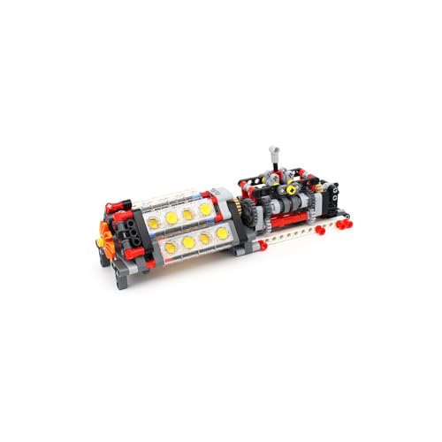 UpGLeuch Technik Ersatzteile Getriebe mit V6 Motor Bausteine für Major Technik Modellbausatz, Klemmbausteine Teile Technik Getriebe nud Motor Modell von UpGLeuch