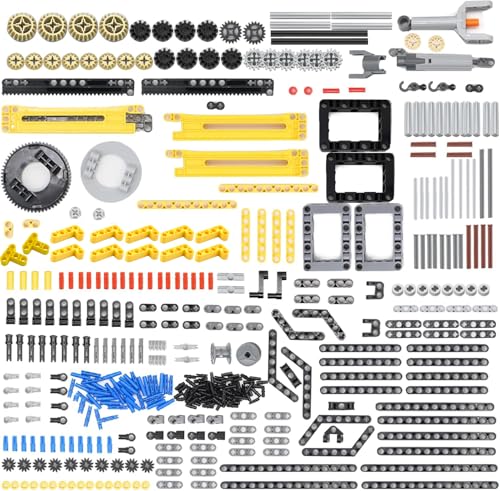 UpGLeuch Technik Ersatzteile Set für Major Technik Modellbausatz, Klemmbausteine Technik Getriebe Zahnräder und Technik Pneumatik Verbinder,Stifte und Technik Hydraulik (498Teile) von UpGLeuch