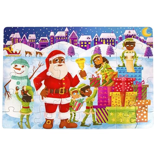 Upbounders - Santa's Helpers - Weihnachtspuzzle für Kinder mit schwarzbraunem Weihnachtsmann - 48 Teile - Kinderpuzzle Bodenpuzzle für Jungen Mädchen, Alter 4-8, Multi von Upbounders