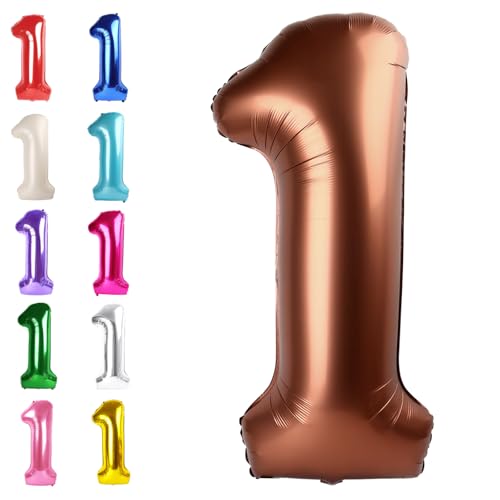 1 Zahlenballon kaffeebraun von Upgesy