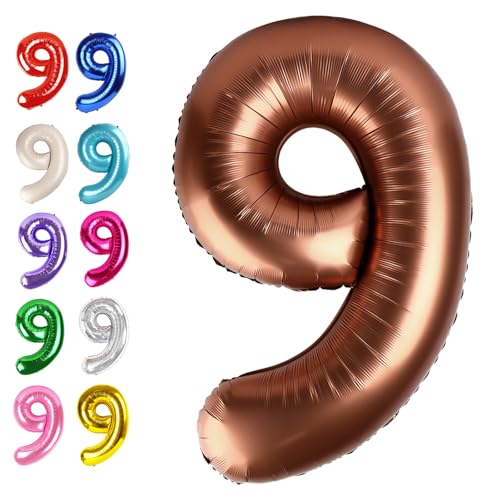 9 Zahlenballon kaffeebraun von Upgesy