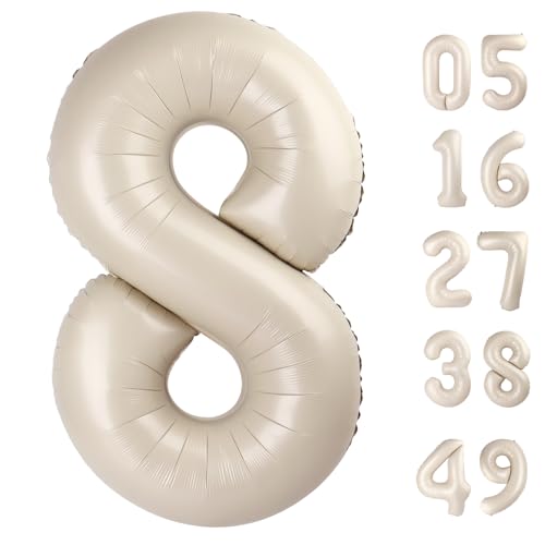 Cremeweißer Ballon mit 8 Zahlen von Upgesy