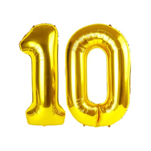 Goldener Ballon Zahl 10 von Upgesy