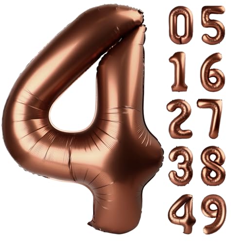 Kaffeebrauner Ballon mit 4 Zahlen von Upgesy