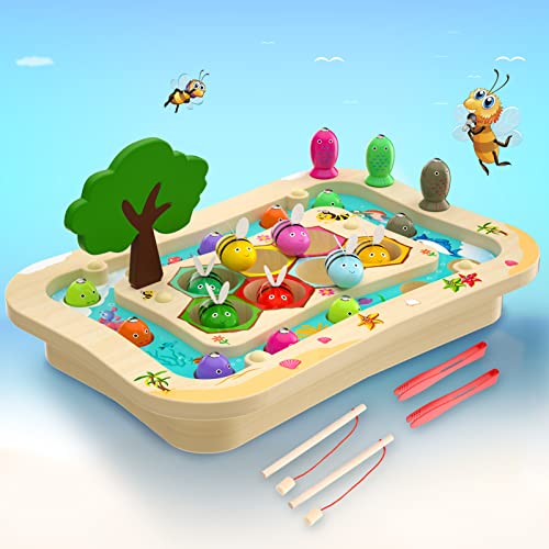Uping Holzspielzeug AngelSpiel ab 3 Jahre, 2 in 1 Montessori Kinder Holz Magnetisches Spielzeug Mädchen Jungen Lernspielzeug Geschenk Fischspielzeug Fische Angeln, Patentschutz Uping Holzspielzeug AngelSpiel ab 3 Jahre, 2 in 1 Montessori Kinder Holz Magnetisches Spielzeug Mädchen Jungen Lernspielzeug Geschenk Fischspielzeug Fische Angeln, Patentschutz von Uping