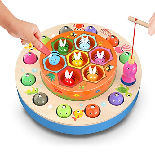 Uping Magnet AngelSpiel ab 3 Jahre, Fische Angeln 2 in 1 Montessori Kinder Magnetisches Lernspielzeug Holz Spielzeug Mädchen Jungen Lernspielzeug Geschenk, Patentschutz Uping Magnet AngelSpiel ab 3 Jahre, Fische Angeln 2 in 1 Montessori Kinder Magnetisches Lernspielzeug Holz Spielzeug Mädchen Jungen Lernspielzeug Geschenk, Patentschutz von Uping