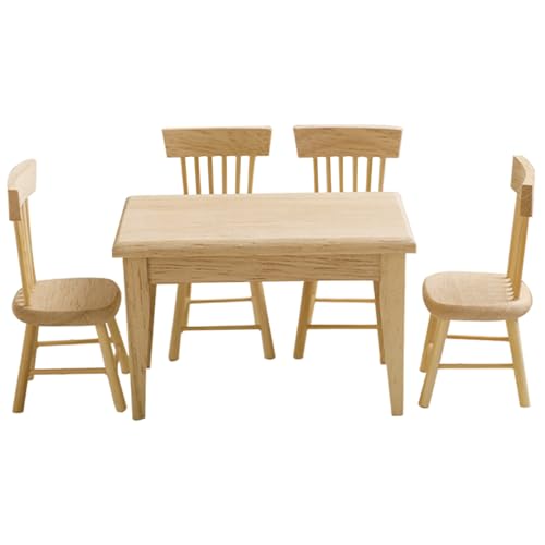 Dollhouse Tabelle 1:12 Skala, 1pc Puppentabelle & 4pcs Miniaturstuhl, DIY -Holz simulierte Miniatur für Dollhouse Kitchen Dollhouse Tabelle 1:12 Skala, 1pc Puppentabelle & 4pcs Miniaturstuhl, DIY -Holz simulierte Miniatur für Dollhouse Kitchen von Upiulote