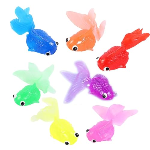 Künstlicher Goldfisch Gummi Goldfisch lebensechter Fisch Ornament Kinder Simulation Fisch weich für Kinder Spielzeugbad Spielzeug Aquarium Dekoration, 7 Stcs von Upiulote