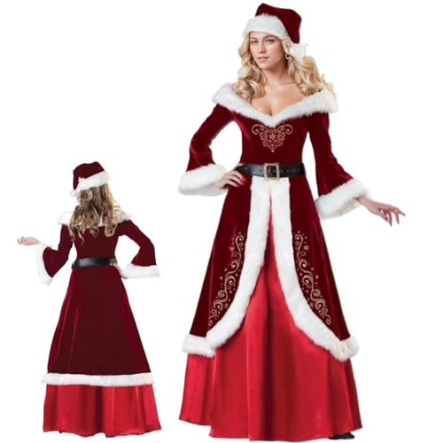 Upiulote Frau Claus Kostüm erwachsene Frauen, 3pcs/Set Frau Claus Kleid mit Hut, Gürtel, Rock, Santa -Kostüm für Weihnachten, Cosplay, Geburtstag, Schulshow, L. Upiulote Frau Claus Kostüm erwachsene Frauen, 3pcs/Set Frau Claus Kleid mit Hut, Gürtel, Rock, Santa -Kostüm für Weihnachten, Cosplay, Geburtstag, Schulshow, L. von Upiulote