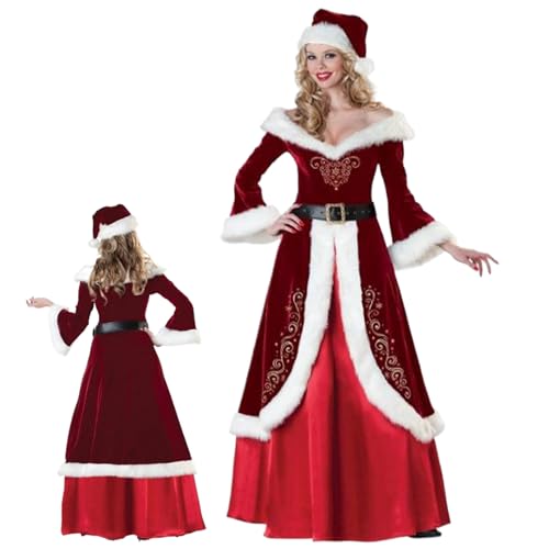 Upiulote Frau Claus Kostüm erwachsene Frauen, 3pcs/Set Frau Claus Kleid mit Hut, Gürtel, Rock, Santa -Kostüm für Weihnachten, Cosplay, Geburtstag, Schulshow, m Upiulote Frau Claus Kostüm erwachsene Frauen, 3pcs/Set Frau Claus Kleid mit Hut, Gürtel, Rock, Santa -Kostüm für Weihnachten, Cosplay, Geburtstag, Schulshow, m von Upiulote