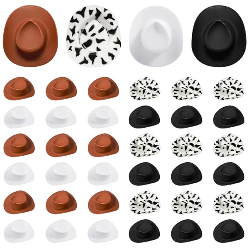 Upiulote Mini Cowboy Hut 40pcs Kunststoff Mini Cowgirl Hüte 4 Farben süße westliche Partyhüte für Partydekorationen Cowgirl von Upiulote